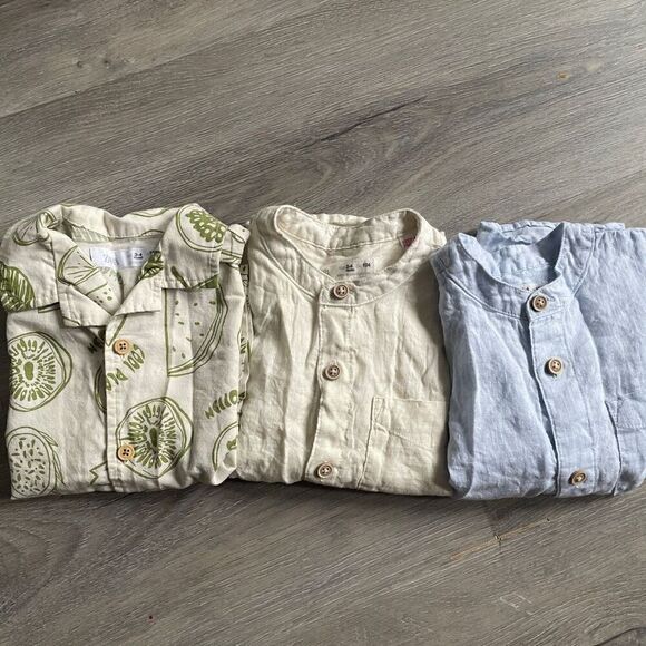 Zara boy's linen button down shirts size 3-4 - Picture 1 of 10